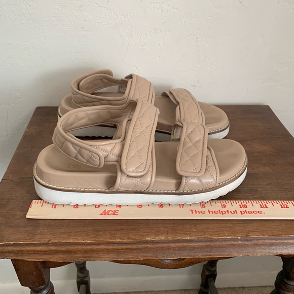 Seychelles New to This Quilted Leather Sandal Nude sz 10 - Picture 14 of 16